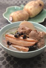 Lotus Root with Black Bean and Preserved Kohlrabi Chicken Soup Recipe 莲藕黑豆大头菜老火鸡汤食谱