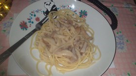 Spaghetti served with Mushroom Sauce