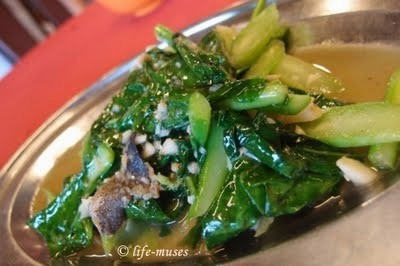 Fried kailan with salted fish