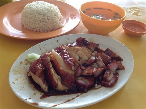 Roasted chicken and BBQ pork rice