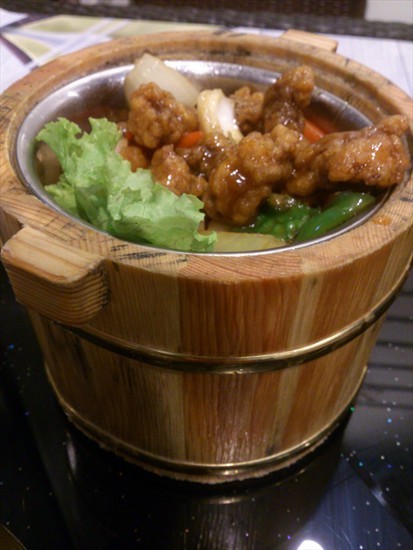 Pork Rice in Wood container