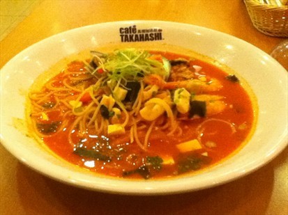 Seafood Spaghetti with Kimchi Soup