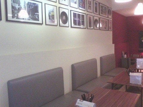 The restaurant has a clean and modern ambience.