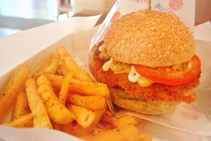 Sesame Bun Crispy Fish Burger with Classic Fries