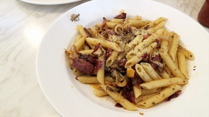 Penne Olio With Beef Bacon and Mushrooms