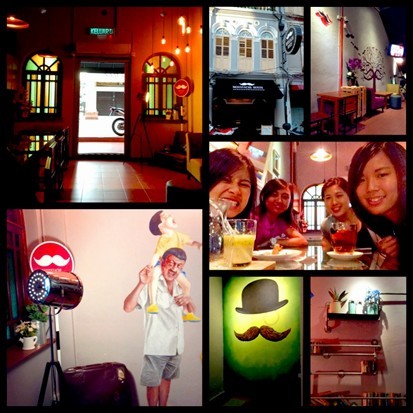 A collage of photo inside Moustache House