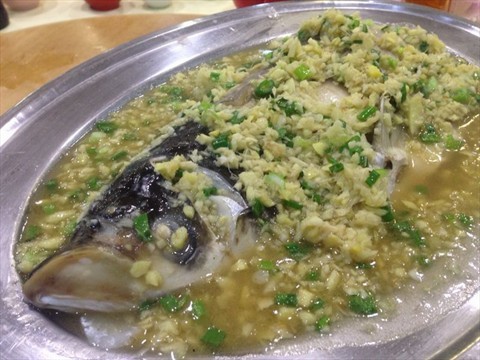 Steamed Fish Head with Minced Ginger.