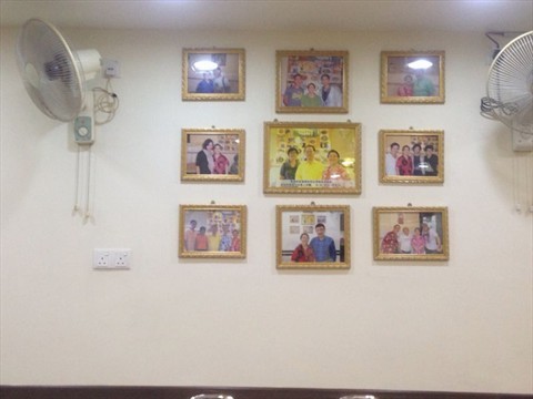 Pictures on the wall.
