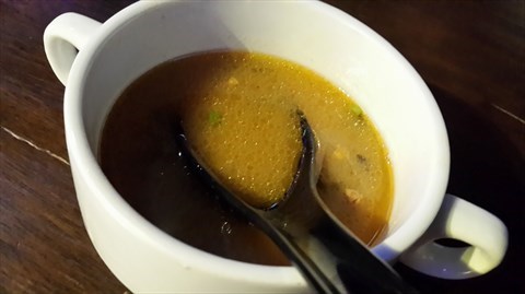 the miso soup is fishy, salty and a bit sour