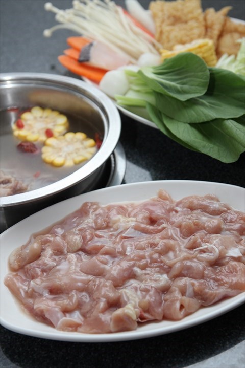 Steamboat with freshly cut chicken