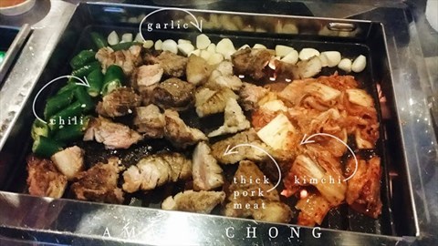 Jeju Style BBQ meat on the pit