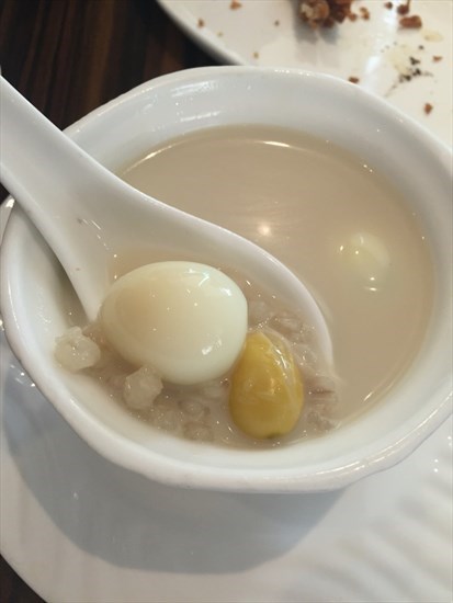 Barley Beancurd Skin with Gingko and Quails' Egg Soup 清润海底椰炖马蹄露