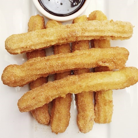 Soft, slight chewy and airy churros.