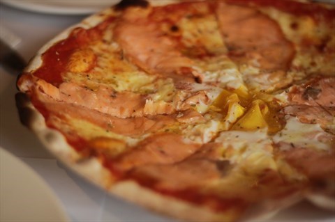 Thin crust pizzas bring out the fine flavour of smoked salmon.