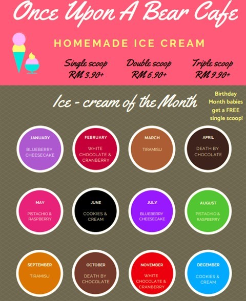 Home Made Ice Cream Menu
There's special flavour each of every Month !